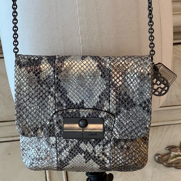 Coach Metallic Leather Reptile Print Crossbody Bag - Picture 14 of 16